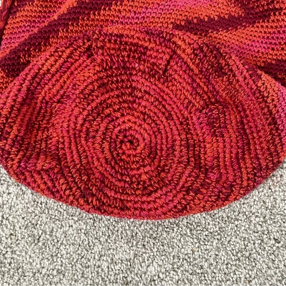 The Sak Happy and Free Crochet Knit Hobo Shoulder Bag Orange Casual Beach Boho